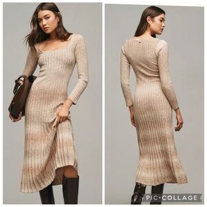 Sam Edelman $139 Darya Ombré Rib Long Sleeve Cotton Blend Midi Sweater Dress
